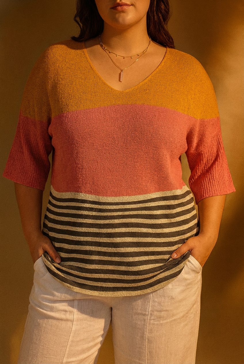 Damski sweter z abstrakcyjnym wzorem linii