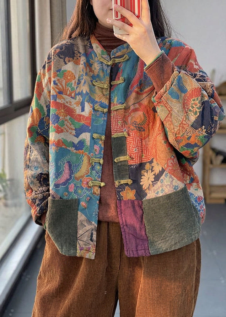 Colette - Vintage Czerwony Płaszcz z Kieszeniami i Guzikami na Jesień z Długim Rękawem
