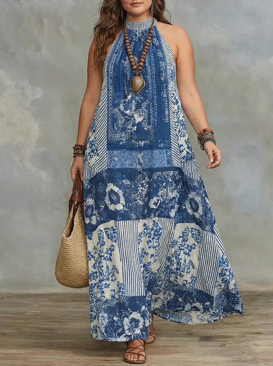 Ilse | Sukienka Maxi w Stylu Patchwork